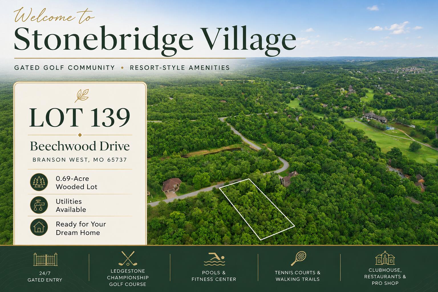 Land for sale – Lot 139  Beechwood Drive   Branson West, MO