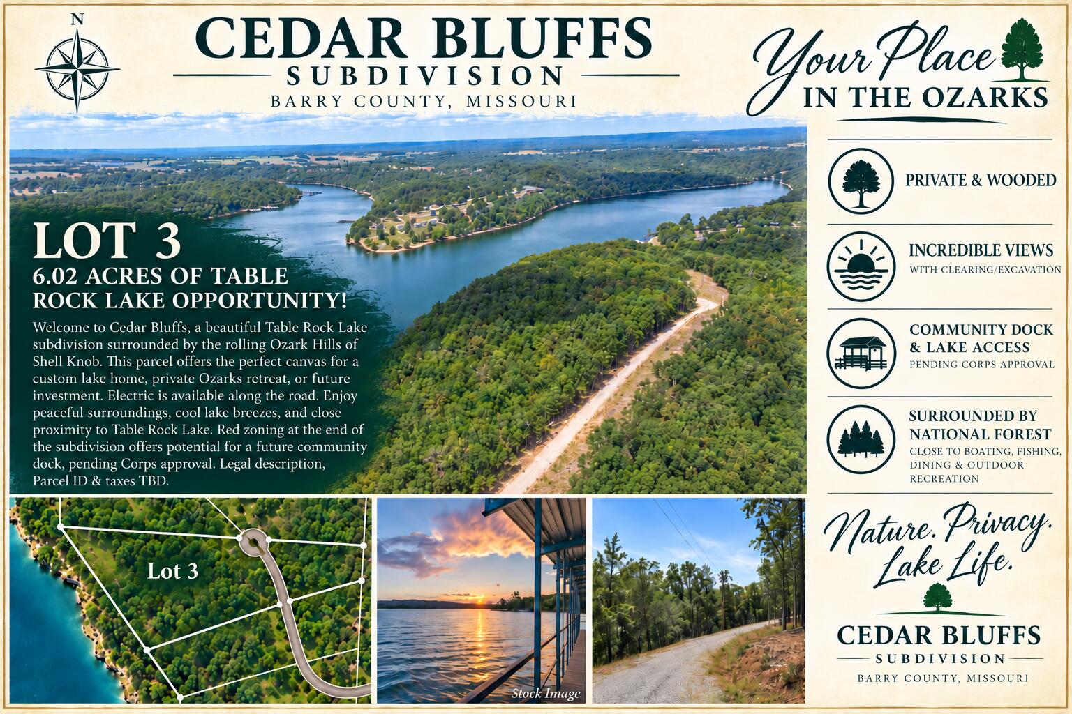 Land for sale – Lot 3  Cedar Bluff Lane  Shell Knob, MO