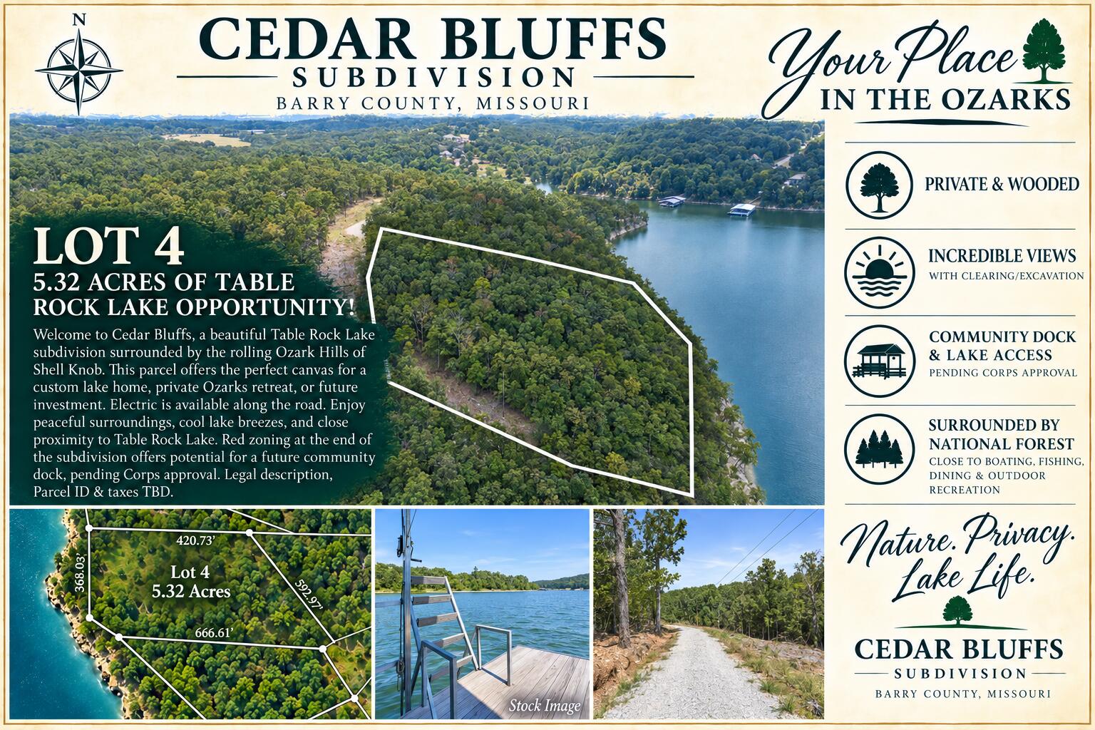 Land for sale – Lot 4  Cedar Bluff Lane  Shell Knob, MO