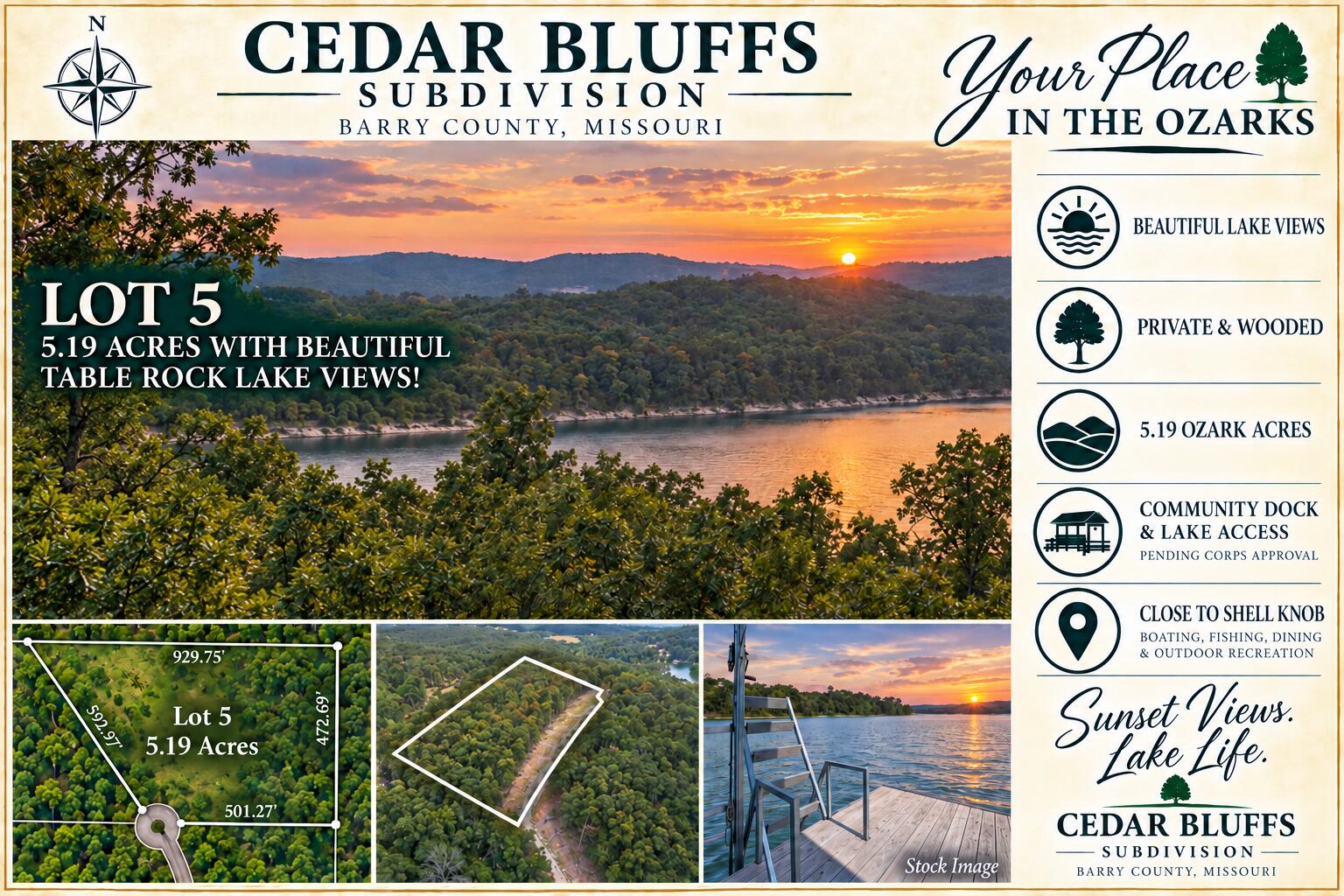 Land for sale – Lot 5  Cedar Bluff Lane  Shell Knob, MO